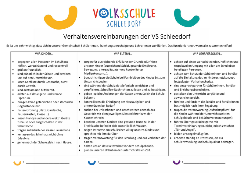 verhaltensvereinbarungen